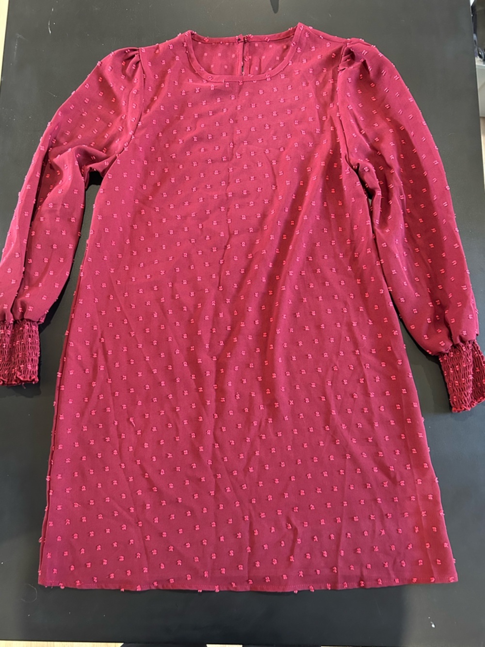 SHEIN Magenta Textured Long Sleeve Dress